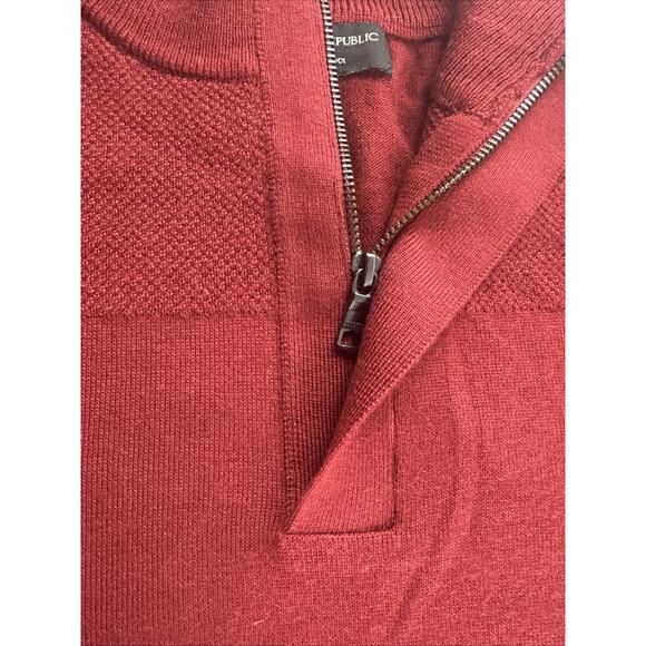 Banana Republic Mens Size XL Merino Wool 1/4 Zip Collared Soft Sweater Wine Red - Picture 5 of 6